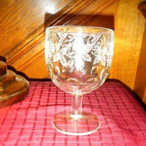 Huge ~~~ GOBLET ~~~ Etched with Grapes and Vines